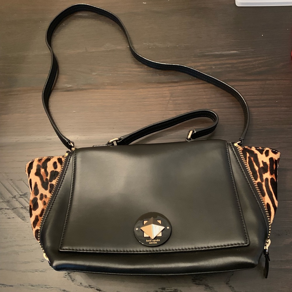 Black Kate Spade purse w/ leopard accents